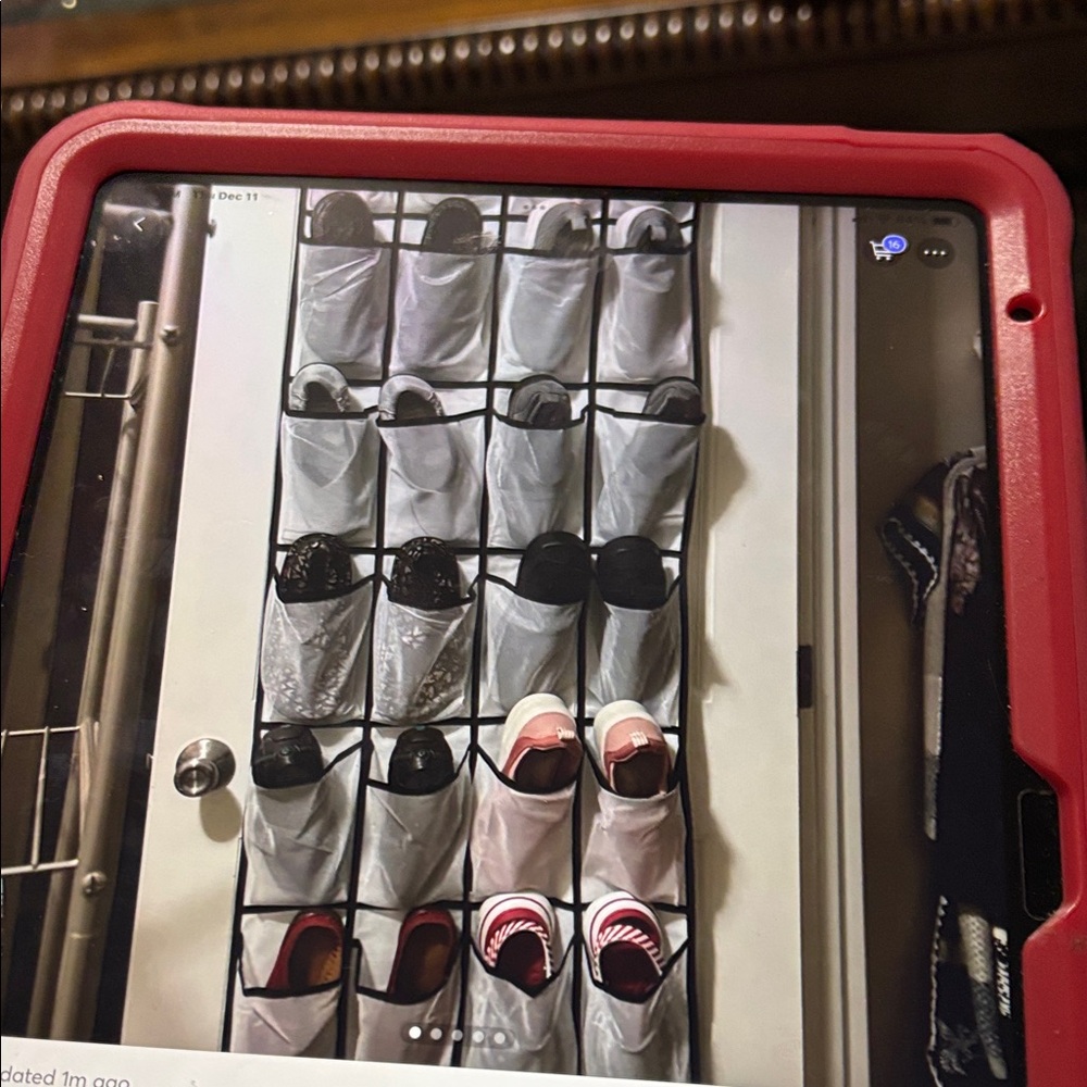 Source Unknown White and Black Over-the-Door Shoe Organizer